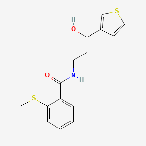 molecular formula C15H17NO2S2 B2423400 N-(3-hydroxy-3-(thiophen-3-yl)propyl)-2-(methylthio)benzamide CAS No. 2034346-84-2