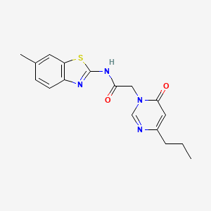 molecular formula C17H18N4O2S B2423409 N-(6-methyl-1,3-benzothiazol-2-yl)-2-(6-oxo-4-propyl-1,6-dihydropyrimidin-1-yl)acetamide CAS No. 1171460-99-3