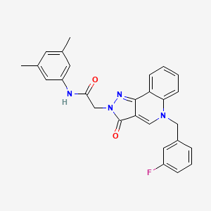 molecular formula C27H23FN4O2 B2423411 N-(3,5-dimethylphenyl)-2-{5-[(3-fluorophenyl)methyl]-3-oxo-2H,3H,5H-pyrazolo[4,3-c]quinolin-2-yl}acetamide CAS No. 931737-16-5