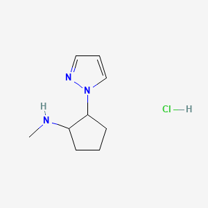 molecular formula C9H16ClN3 B2423473 N-Methyl-2-pyrazol-1-ylcyclopentan-1-amine;hydrochloride CAS No. 2171988-42-2
