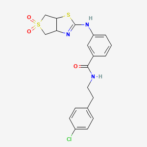 molecular formula C20H20ClN3O3S2 B2423480 N-[2-(4-chlorophenyl)ethyl]-3-({5,5-dioxo-3aH,4H,6H,6aH-5lambda6-thieno[3,4-d][1,3]thiazol-2-yl}amino)benzamide CAS No. 866344-33-4