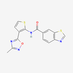 molecular formula C15H10N4O2S2 B2423482 N-[3-(3-methyl-1,2,4-oxadiazol-5-yl)thiophen-2-yl]-1,3-benzothiazole-6-carboxamide CAS No. 2034473-01-1