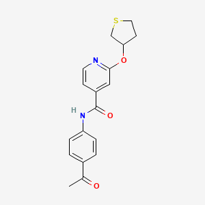 molecular formula C18H18N2O3S B2423484 N-(4-acetylphenyl)-2-(thiolan-3-yloxy)pyridine-4-carboxamide CAS No. 2034428-77-6
