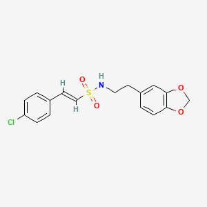 molecular formula C17H16ClNO4S B2423492 n-[2-(1,3-Dioxaindan-5-yl)ethyl]-2-(4-chlorophenyl)ethene-1-sulfonamide CAS No. 1281688-02-5