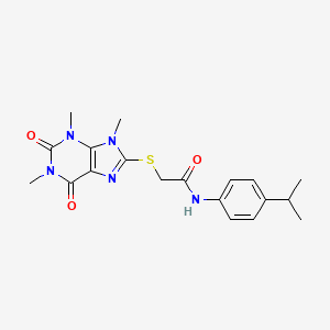 molecular formula C19H23N5O3S B2423546 N-[4-(propan-2-yl)phenyl]-2-[(1,3,9-trimethyl-2,6-dioxo-2,3,6,9-tetrahydro-1H-purin-8-yl)sulfanyl]acetamide CAS No. 897453-75-7