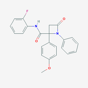 molecular formula C23H19FN2O3 B242363 N-(2-fluorophenyl)-2-(4-methoxyphenyl)-4-oxo-1-phenyl-2-azetidinecarboxamide 