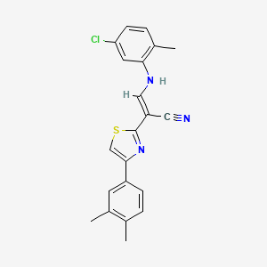 (2E)-3-[(5-chloro-2-methylphenyl)amino]-2-[4-(3,4-dimethylphenyl)-1,3-thiazol-2-yl]prop-2-enenitrile