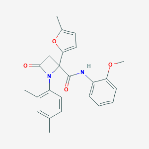 molecular formula C24H24N2O4 B242364 1-(2,4-dimethylphenyl)-N-(2-methoxyphenyl)-2-(5-methyl-2-furyl)-4-oxo-2-azetidinecarboxamide 