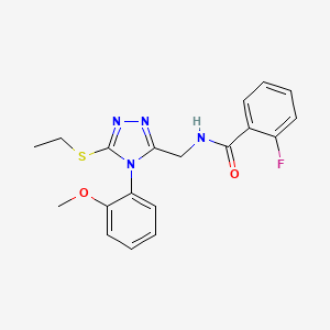molecular formula C19H19FN4O2S B2423641 N-{[5-(ethylsulfanyl)-4-(2-methoxyphenyl)-4H-1,2,4-triazol-3-yl]methyl}-2-fluorobenzamide CAS No. 391898-67-2