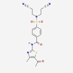 molecular formula C19H19N5O4S2 B2423667 N-(5-acetyl-4-methyl-1,3-thiazol-2-yl)-4-[bis(2-cyanoethyl)sulfamoyl]benzamide CAS No. 325988-55-4