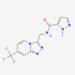 molecular formula C13H11F3N6O B2423713 1-methyl-N-((7-(trifluoromethyl)-[1,2,4]triazolo[4,3-a]pyridin-3-yl)methyl)-1H-pyrazole-5-carboxamide CAS No. 2034327-45-0