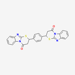 molecular formula C26H18N4O2S2 B2423742 1,4-Bis(2,3-dihydro-1-thia-4a,9-diaza-fluoren-2-yl)-benzene CAS No. 326907-48-6