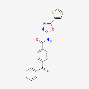 molecular formula C20H13N3O3S B2423753 4-benzoyl-N-[5-(thiophen-2-yl)-1,3,4-oxadiazol-2-yl]benzamide CAS No. 865287-73-6