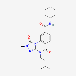 molecular formula C22H29N5O3 B2423754 N-cyclohexyl-2-methyl-4-(3-methylbutyl)-1,5-dioxo-1H,2H,4H,5H-[1,2,4]triazolo[4,3-a]quinazoline-8-carboxamide CAS No. 1105231-05-7