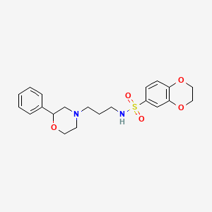 molecular formula C21H26N2O5S B2423759 N-[3-(2-phenylmorpholin-4-yl)propyl]-2,3-dihydro-1,4-benzodioxine-6-sulfonamide CAS No. 954049-32-2