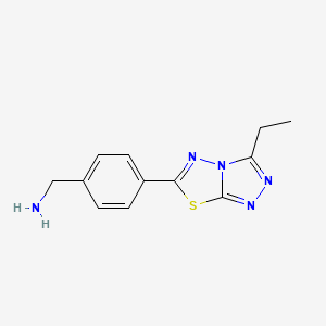 molecular formula C12H13N5S B2423765 (4-(3-Ethyl-[1,2,4]triazolo[3,4-b][1,3,4]thiadiazol-6-yl)phenyl)methanamine CAS No. 878437-05-9
