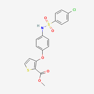 molecular formula C18H14ClNO5S2 B2423780 Methyl 3-(4-{[(4-chlorophenyl)sulfonyl]amino}phenoxy)-2-thiophenecarboxylate CAS No. 900015-21-6