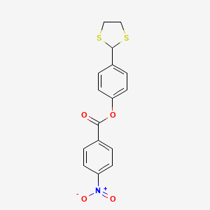 molecular formula C16H13NO4S2 B2423794 4-(1,3-Dithiolan-2-yl)phenyl 4-nitrobenzoate CAS No. 329079-33-6