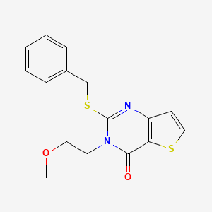 molecular formula C16H16N2O2S2 B2423799 2-(benzylsulfanyl)-3-(2-methoxyethyl)-3H,4H-thieno[3,2-d]pyrimidin-4-one CAS No. 1326900-13-3