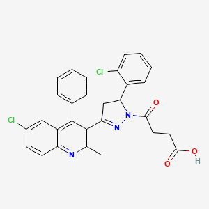 4-(3-(6-chloro-2-methyl-4-phenylquinolin-3-yl)-5-(2-chlorophenyl)-4,5-dihydro-1H-pyrazol-1-yl)-4-oxobutanoic acid