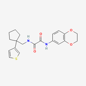 molecular formula C20H22N2O4S B2423834 N1-(2,3-dihydrobenzo[b][1,4]dioxin-6-yl)-N2-((1-(thiophen-3-yl)cyclopentyl)methyl)oxalamide CAS No. 1904316-49-9