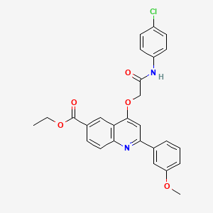 molecular formula C27H23ClN2O5 B2423845 ethyl 4-{[(4-chlorophenyl)carbamoyl]methoxy}-2-(3-methoxyphenyl)quinoline-6-carboxylate CAS No. 1114870-89-1