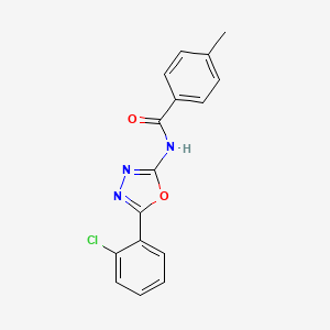 molecular formula C16H12ClN3O2 B2423879 N-[5-(2-chlorophenyl)-1,3,4-oxadiazol-2-yl]-4-methylbenzamide CAS No. 865249-23-6