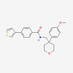molecular formula C24H25NO3S B2423923 N-((4-(4-methoxyphenyl)tetrahydro-2H-pyran-4-yl)methyl)-4-(thiophen-3-yl)benzamide CAS No. 2034408-91-6