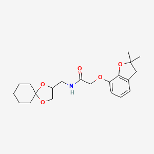 molecular formula C21H29NO5 B2423932 N-(1,4-dioxaspiro[4.5]decan-2-ylmethyl)-2-((2,2-dimethyl-2,3-dihydrobenzofuran-7-yl)oxy)acetamide CAS No. 1327559-53-4