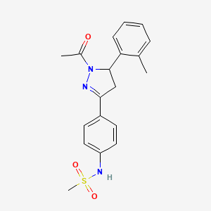 molecular formula C19H21N3O3S B2423945 N-(4-(1-acetyl-5-(o-tolyl)-4,5-dihydro-1H-pyrazol-3-yl)phenyl)methanesulfonamide CAS No. 851718-12-2