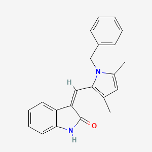 molecular formula C22H20N2O B2423971 (3Z)-3-[(1-benzyl-3,5-dimethyl-1H-pyrrol-2-yl)methylidene]-2,3-dihydro-1H-indol-2-one CAS No. 606100-40-7