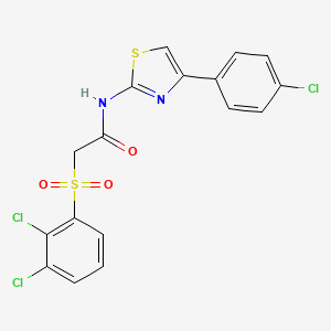 molecular formula C17H11Cl3N2O3S2 B2423982 N-[4-(4-chlorophenyl)-1,3-thiazol-2-yl]-2-[(2,3-dichlorophenyl)sulfonyl]acetamide CAS No. 338965-87-0