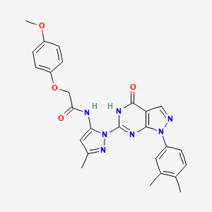 molecular formula C26H25N7O4 B2423985 N-(1-(1-(3,4-dimethylphenyl)-4-oxo-4,5-dihydro-1H-pyrazolo[3,4-d]pyrimidin-6-yl)-3-methyl-1H-pyrazol-5-yl)-2-(4-methoxyphenoxy)acetamide CAS No. 1171628-21-9
