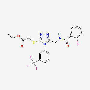 ethyl 2-((5-((2-fluorobenzamido)methyl)-4-(3-(trifluoromethyl)phenyl)-4H-1,2,4-triazol-3-yl)thio)acetate