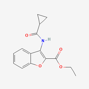molecular formula C15H15NO4 B2424014 Ethyl 3-(cyclopropanecarboxamido)benzofuran-2-carboxylate CAS No. 477498-67-2