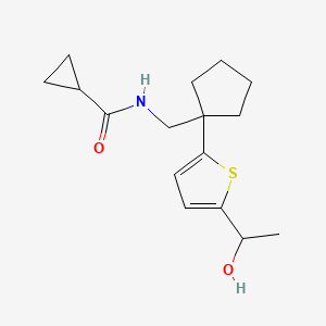 N-((1-(5-(1-hydroxyethyl)thiophen-2-yl)cyclopentyl)methyl)cyclopropanecarboxamide