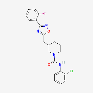 molecular formula C21H20ClFN4O2 B2424037 N-(2-chlorophenyl)-3-((3-(2-fluorophenyl)-1,2,4-oxadiazol-5-yl)methyl)piperidine-1-carboxamide CAS No. 1705364-90-4