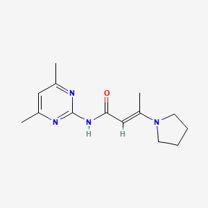 molecular formula C14H20N4O B2424038 N-(4,6-dimethyl-2-pyrimidinyl)-3-(1-pyrrolidinyl)-2-butenamide CAS No. 338420-64-7