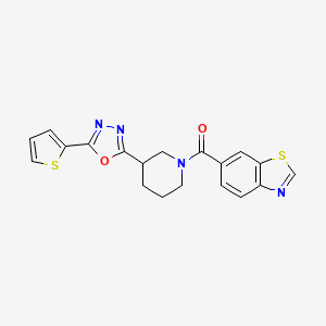 molecular formula C19H16N4O2S2 B2424039 Benzo[d]thiazol-6-yl(3-(5-(thiophen-2-yl)-1,3,4-oxadiazol-2-yl)piperidin-1-yl)methanone CAS No. 1226439-54-8