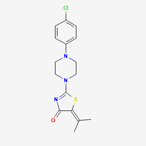 molecular formula C16H18ClN3OS B2424063 2-(4-(4-chlorophenyl)piperazin-1-yl)-5-(propan-2-ylidene)thiazol-4(5H)-one CAS No. 371208-15-0