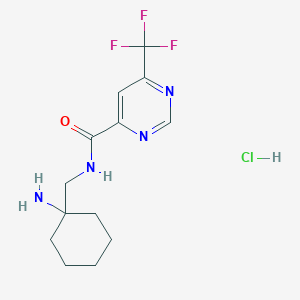 molecular formula C13H18ClF3N4O B2424064 N-[(1-Aminocyclohexyl)methyl]-6-(trifluoromethyl)pyrimidine-4-carboxamide;hydrochloride CAS No. 2418679-00-0