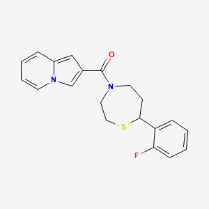 molecular formula C20H19FN2OS B2424069 (7-(2-Fluorophenyl)-1,4-thiazepan-4-yl)(indolizin-2-yl)methanone CAS No. 1705215-59-3