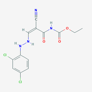 ethyl N-{2-cyano-3-[2-(2,4-dichlorophenyl)hydrazino]acryloyl}carbamate