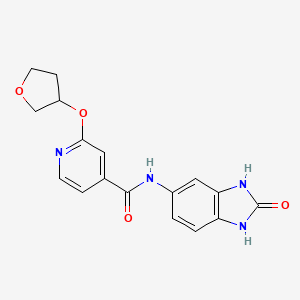 molecular formula C17H16N4O4 B2424090 N-(2-oxo-2,3-dihydro-1H-benzo[d]imidazol-5-yl)-2-((tetrahydrofuran-3-yl)oxy)isonicotinamide CAS No. 1904342-60-4