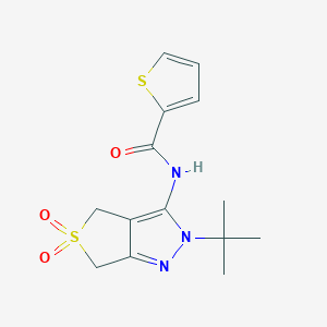 molecular formula C14H17N3O3S2 B2424094 N-{2-tert-butyl-5,5-dioxo-2H,4H,6H-5lambda6-thieno[3,4-c]pyrazol-3-yl}thiophene-2-carboxamide CAS No. 449783-64-6
