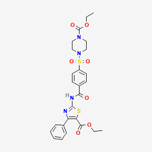 Ethyl 2-(4-((4-(ethoxycarbonyl)piperazin-1-yl)sulfonyl)benzamido)-4-phenylthiazole-5-carboxylate