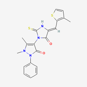 1,5-dimethyl-4-[(4Z)-4-[(3-methylthiophen-2-yl)methylidene]-5-oxo-2-sulfanylideneimidazolidin-1-yl]-2-phenylpyrazol-3-one