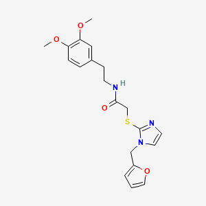 molecular formula C20H23N3O4S B2424115 N-[2-(3,4-dimethoxyphenyl)ethyl]-2-({1-[(furan-2-yl)methyl]-1H-imidazol-2-yl}sulfanyl)acetamide CAS No. 887213-65-2