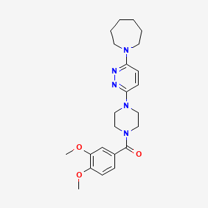 molecular formula C23H31N5O3 B2424124 1-{6-[4-(3,4-dimethoxybenzoyl)piperazin-1-yl]pyridazin-3-yl}azepane CAS No. 898434-77-0