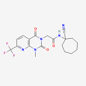 molecular formula C19H20F3N5O3 B2424125 N-(1-cyanocycloheptyl)-2-[1-methyl-2,4-dioxo-7-(trifluoromethyl)pyrido[2,3-d]pyrimidin-3-yl]acetamide CAS No. 1089575-15-4